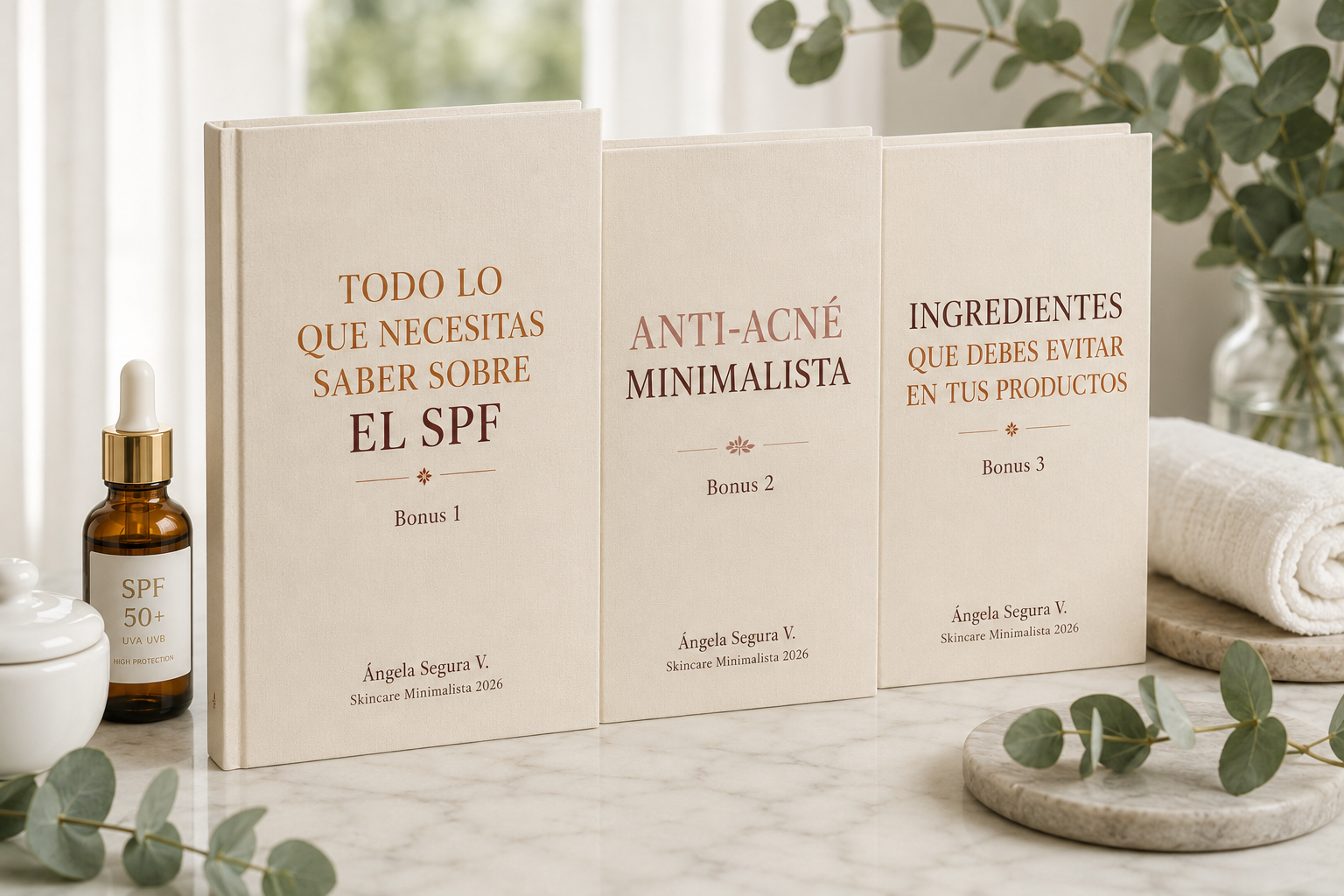 Las 3 Mini Guías Bonus de Skincare Minimalista 2026 — Ángela Segura V.